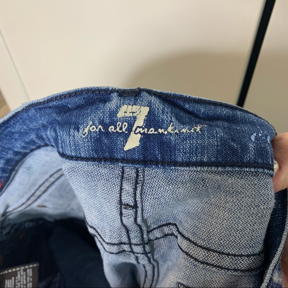 7 for All Mankind Bermuda Denim Shorts Crop Dojo Jeans - Picture 13 of 16